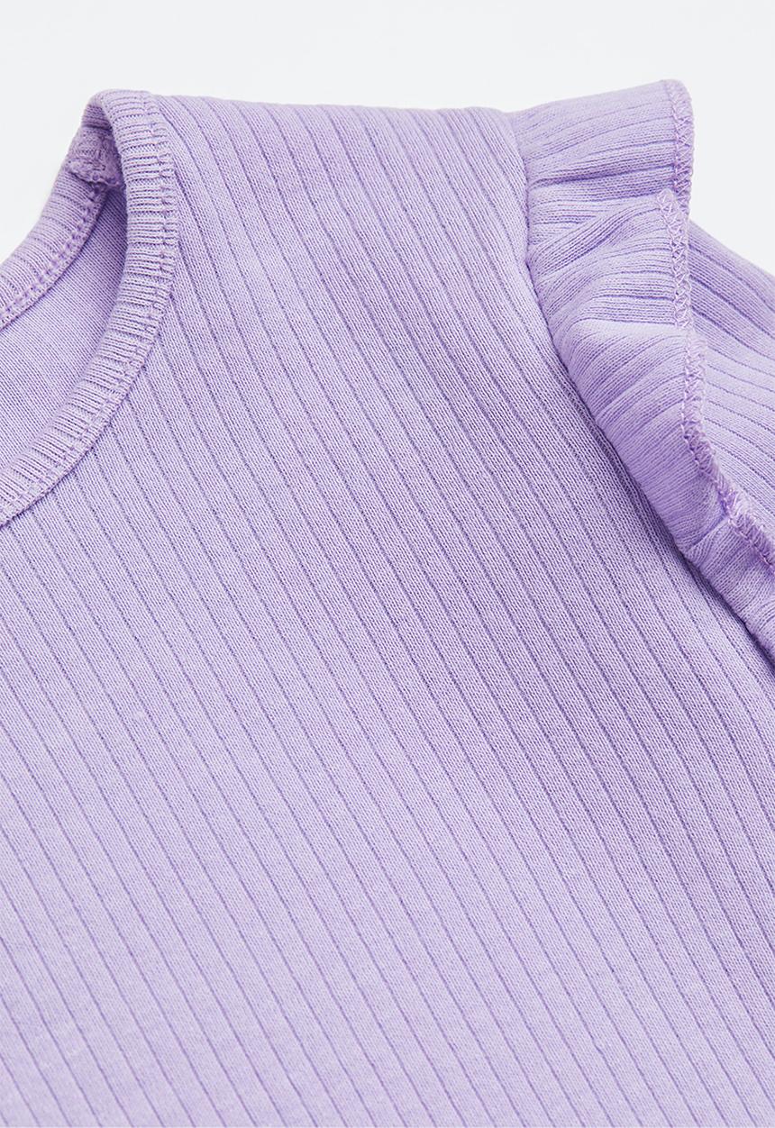 H&M - Flounce-trimmed ribbed top - light purple