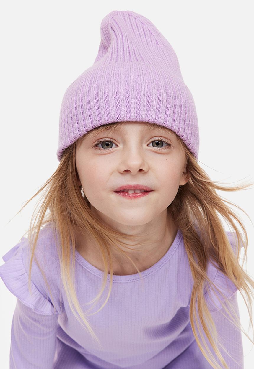 H&M - Flounce-trimmed ribbed top - light purple