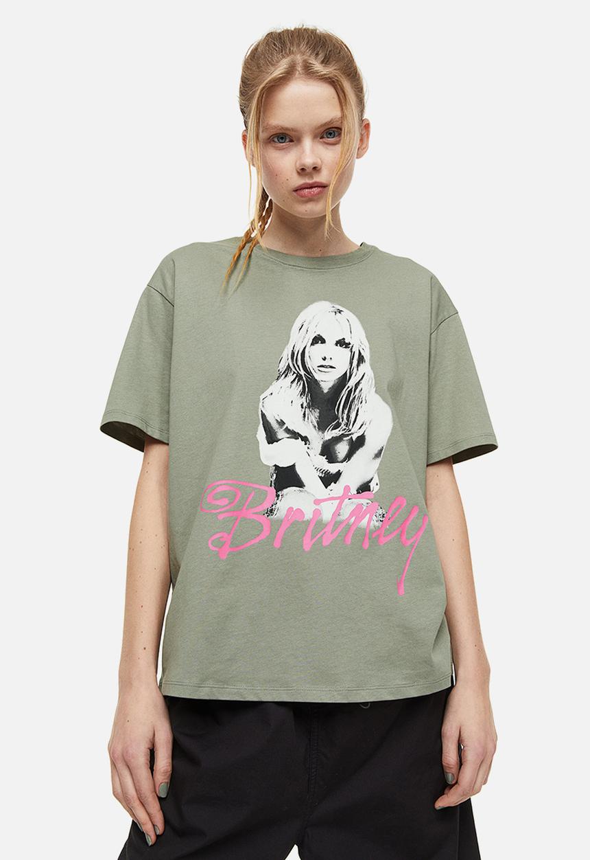 H&M - Oversized printed t-shirt - green,multi