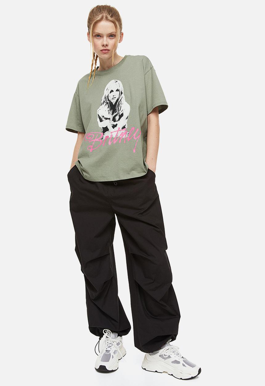 H&M - Oversized printed t-shirt - green,multi