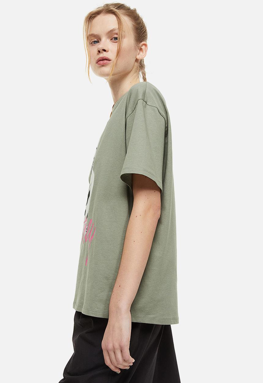 H&M - Oversized printed t-shirt - green,multi
