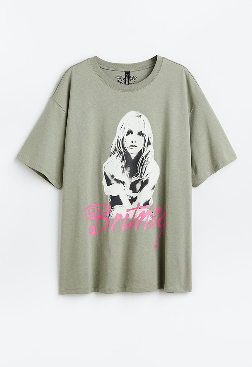 H&M - Oversized printed t-shirt - green,multi