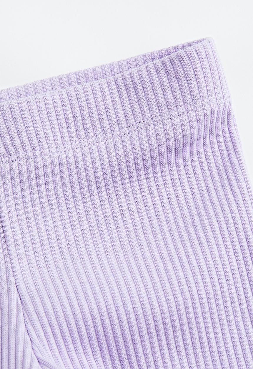 H&M - Ribbed cotton leggings - light purple