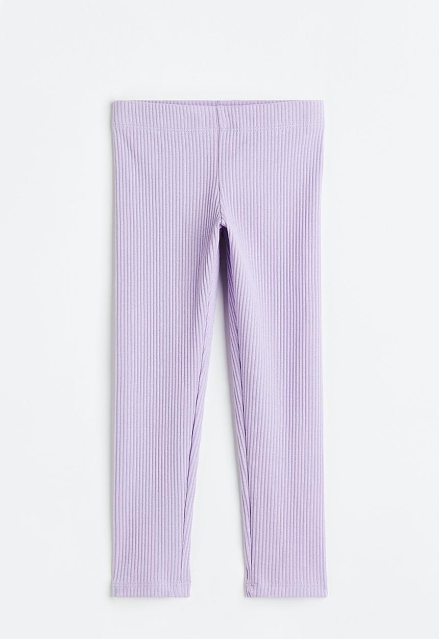 H&M - Ribbed cotton leggings - light purple