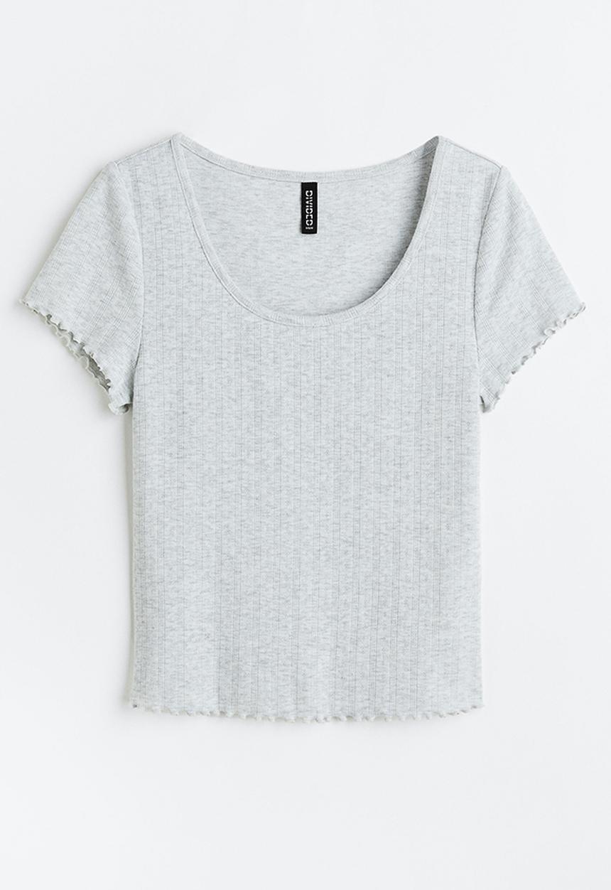 H&M - Pointelle jersey top - grey
