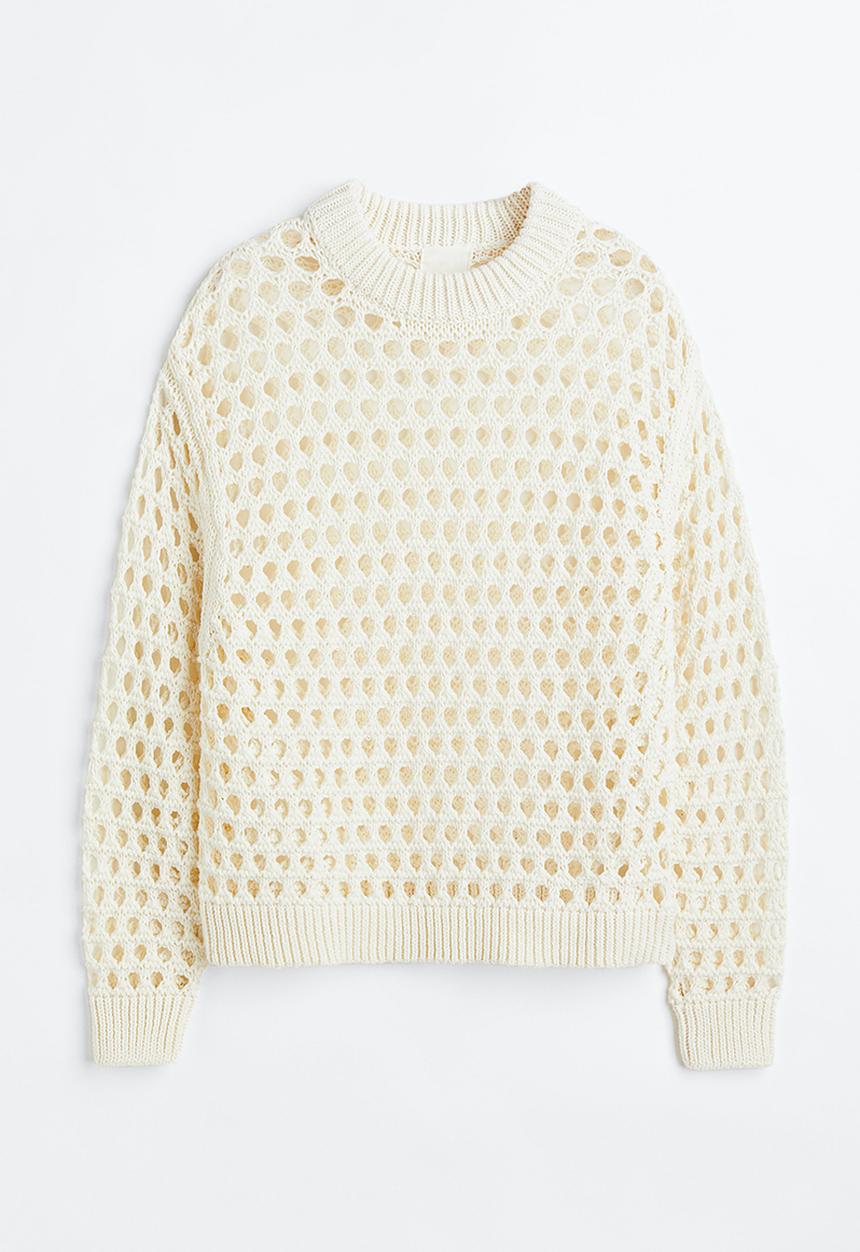H&M - Oversized pointelle-knit jumper - white