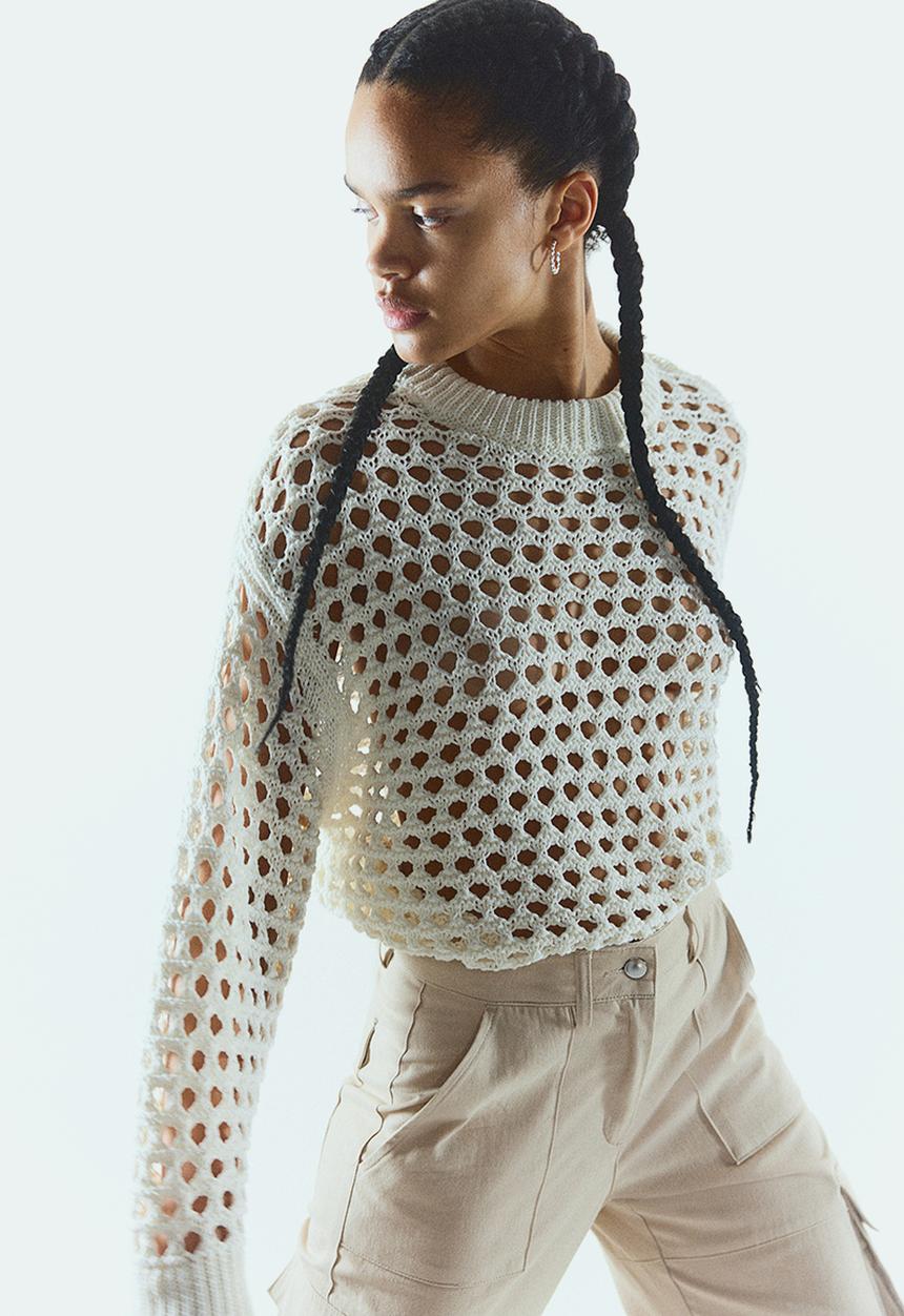 H&M - Oversized pointelle-knit jumper - white