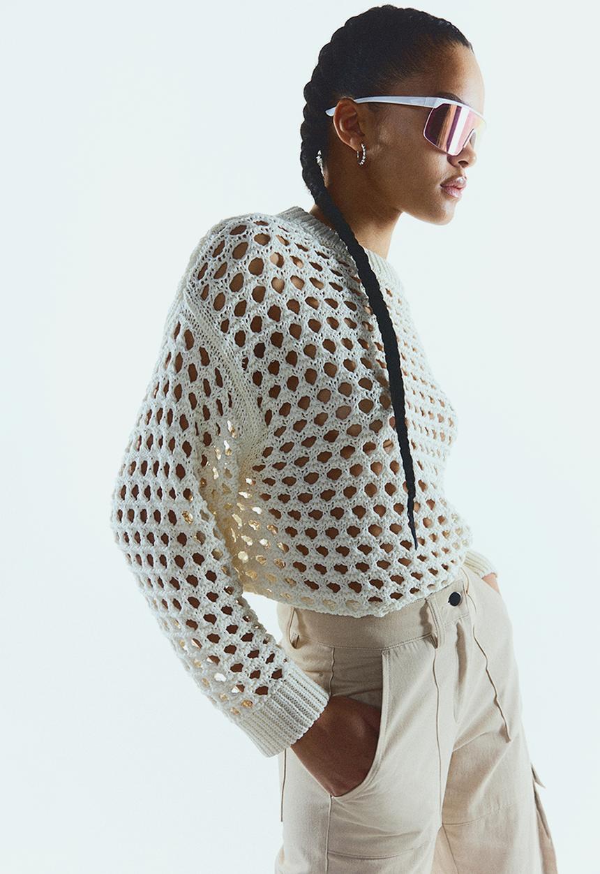 H&M - Oversized pointelle-knit jumper - white