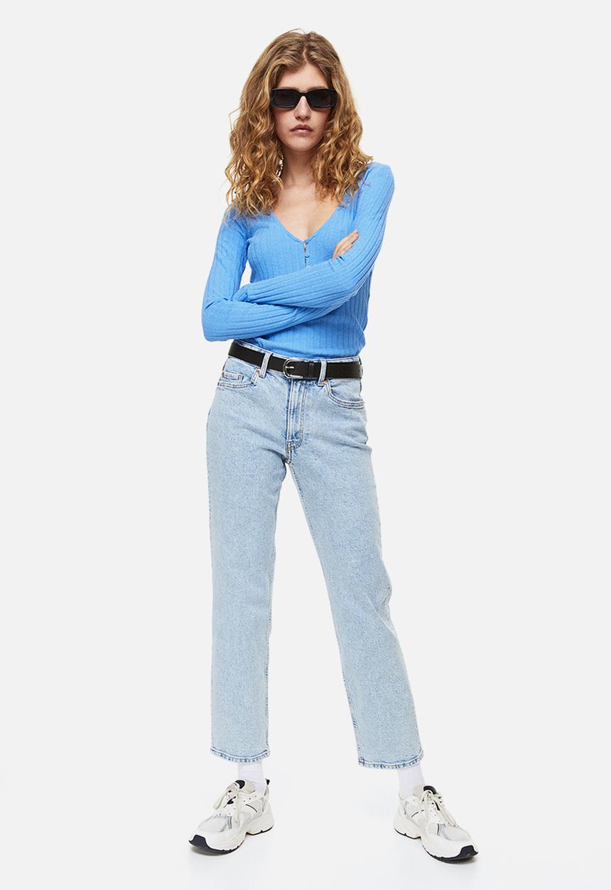 H&M - Ribbed jersey top - blue