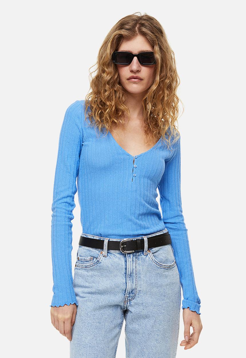H&M - Ribbed jersey top - blue