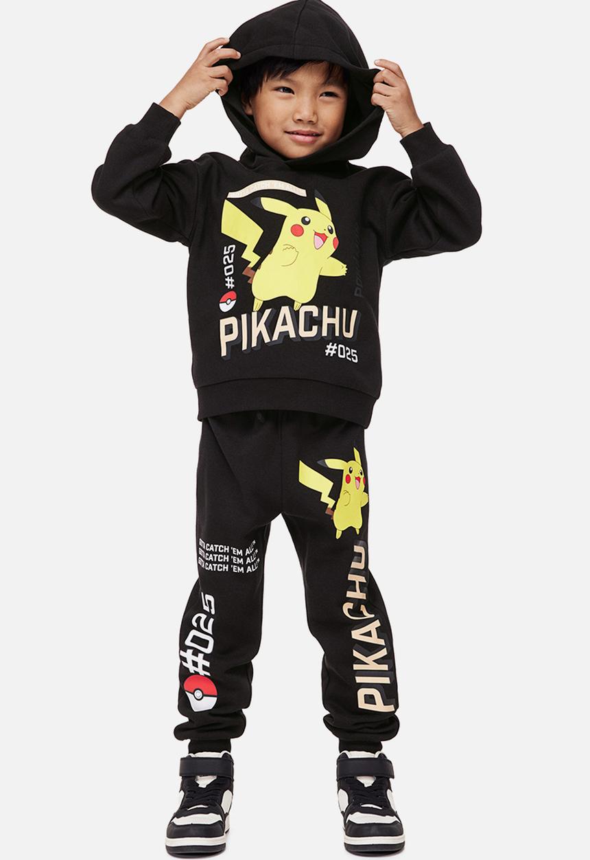 H&M - 2-piece printed sweatshirt set - black/pokémon 
