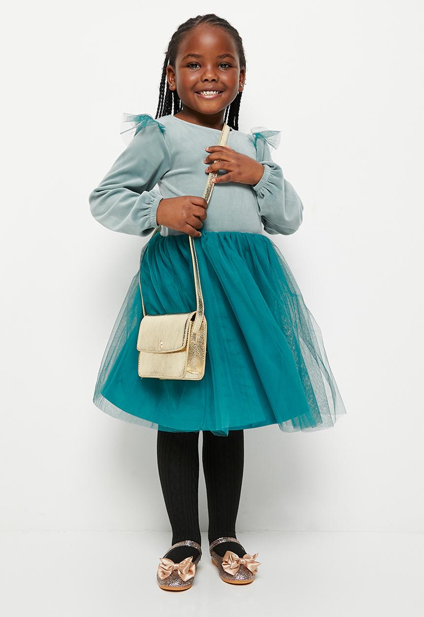 Superbalist - Combo velour dress - pacific green 