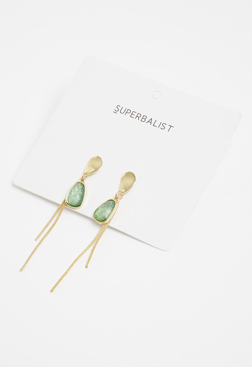 Superbalist - Rowan statement earrings - gold & green