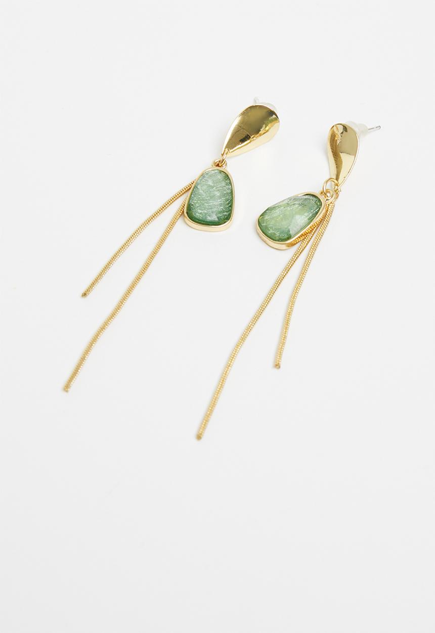 Superbalist - Rowan statement earrings - gold & green