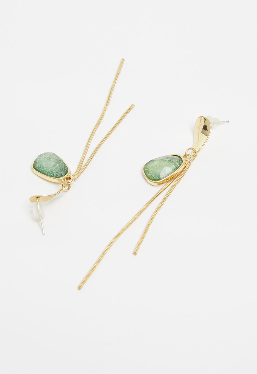 Superbalist - Rowan statement earrings - gold & green