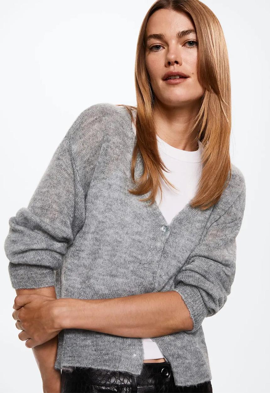 MANGO - Cardigan pretty - medium grey