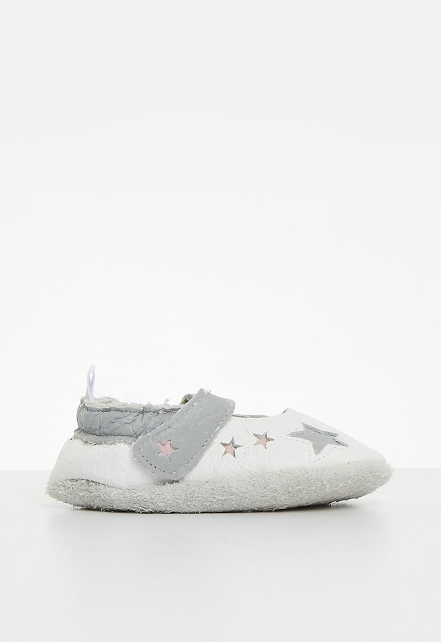 Pitta-Patta Shoes - Mary jane star - white & grey