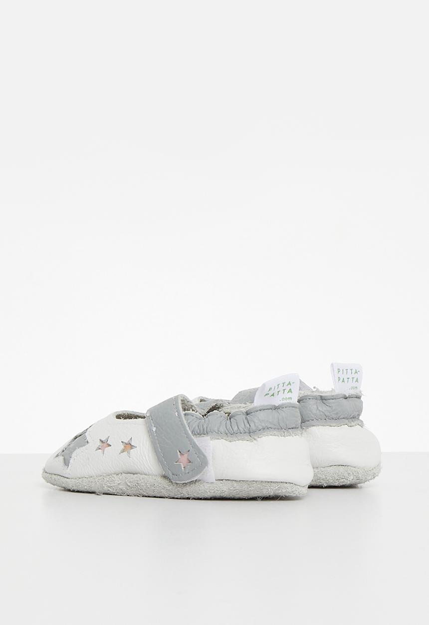Pitta-Patta Shoes - Mary jane star - white & grey