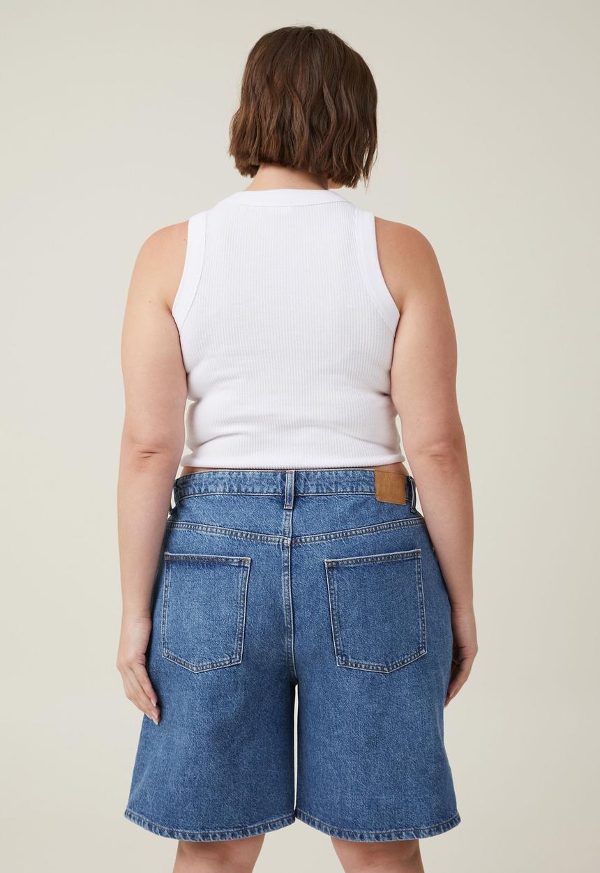 Cotton On - Plus baggy denim short - sea blue