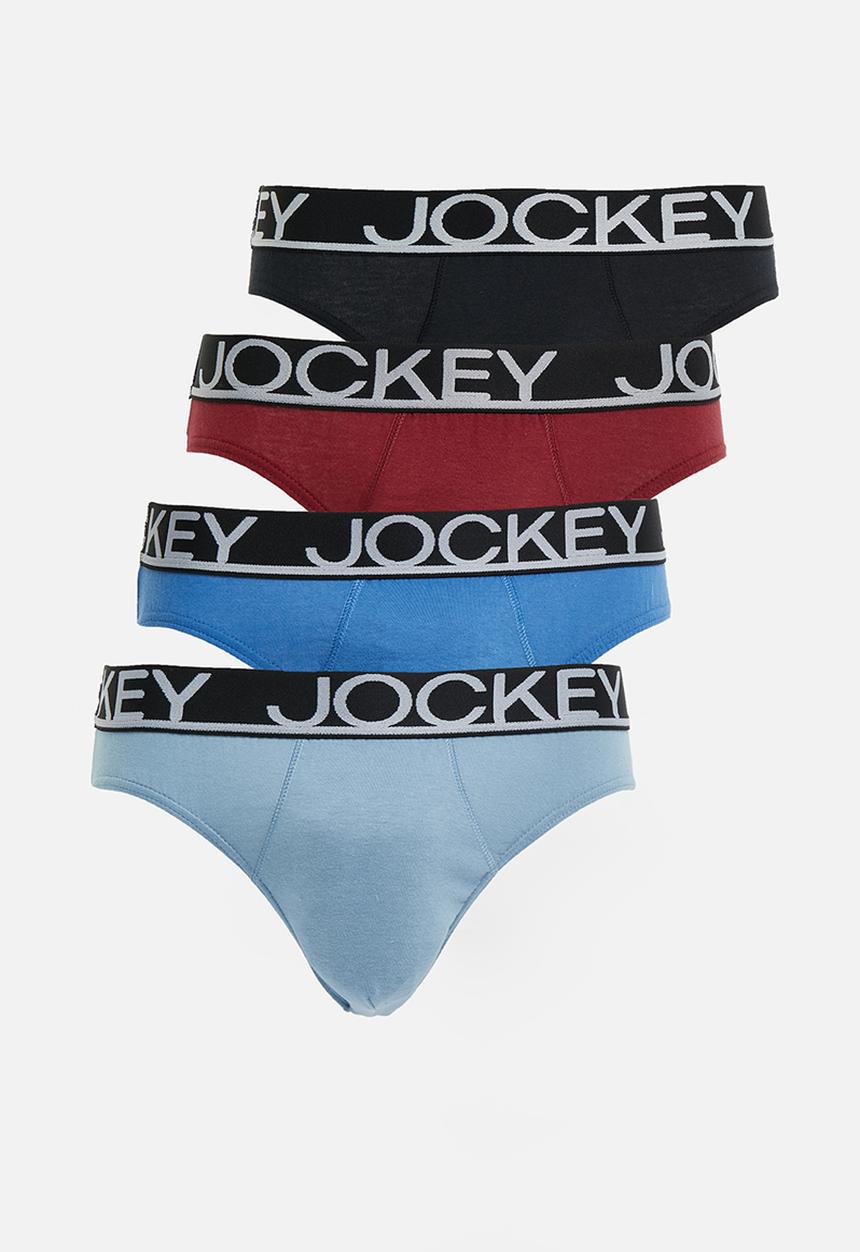 Jockey - 3+1 Pk Jockey plain brief - bright cobalt, cabernet, springlake, black