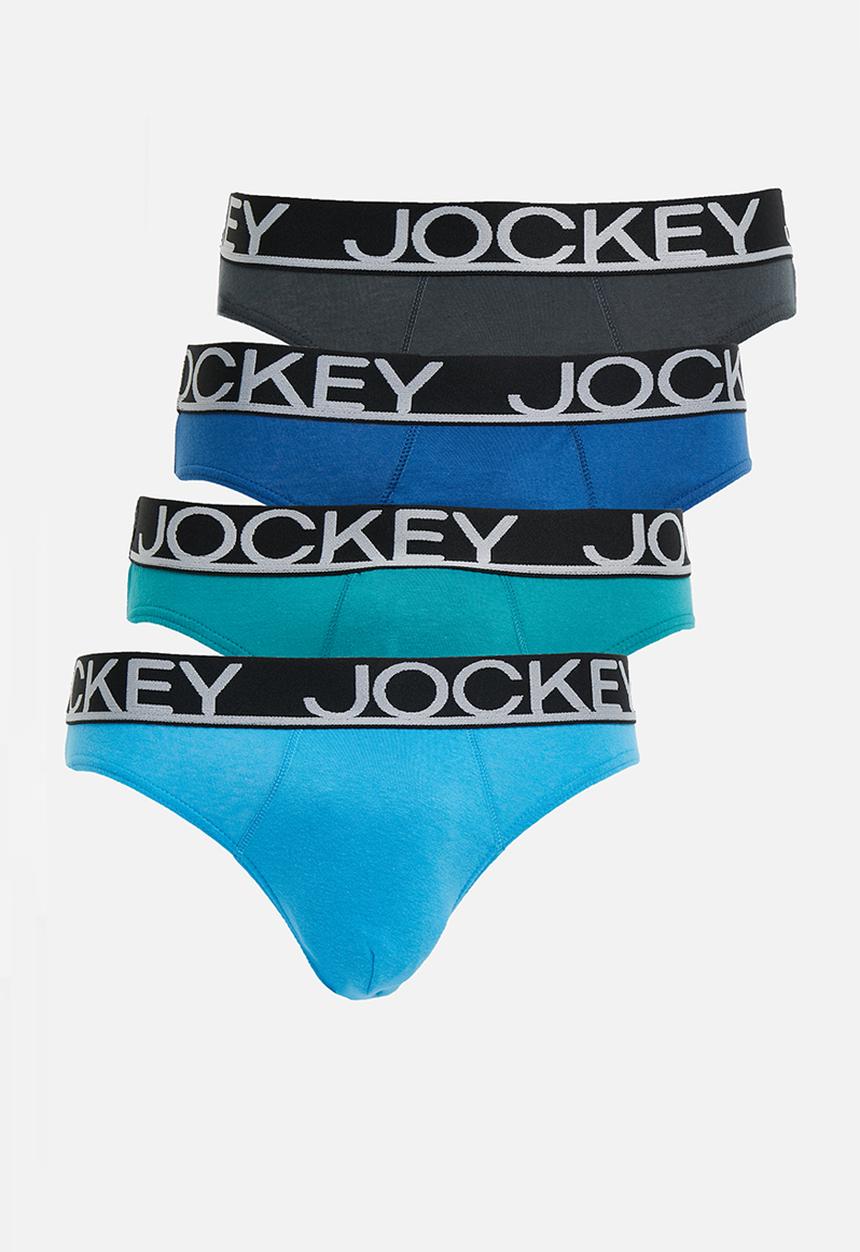 Jockey - 3+1 Pk Jockey Plain Brief - Woodland Grey, Bright Aqua, Garbour Blue, 