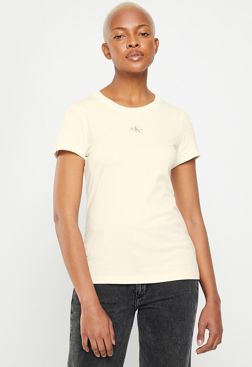 Calvin Klein - Micro monologo slim fit tee - ivory