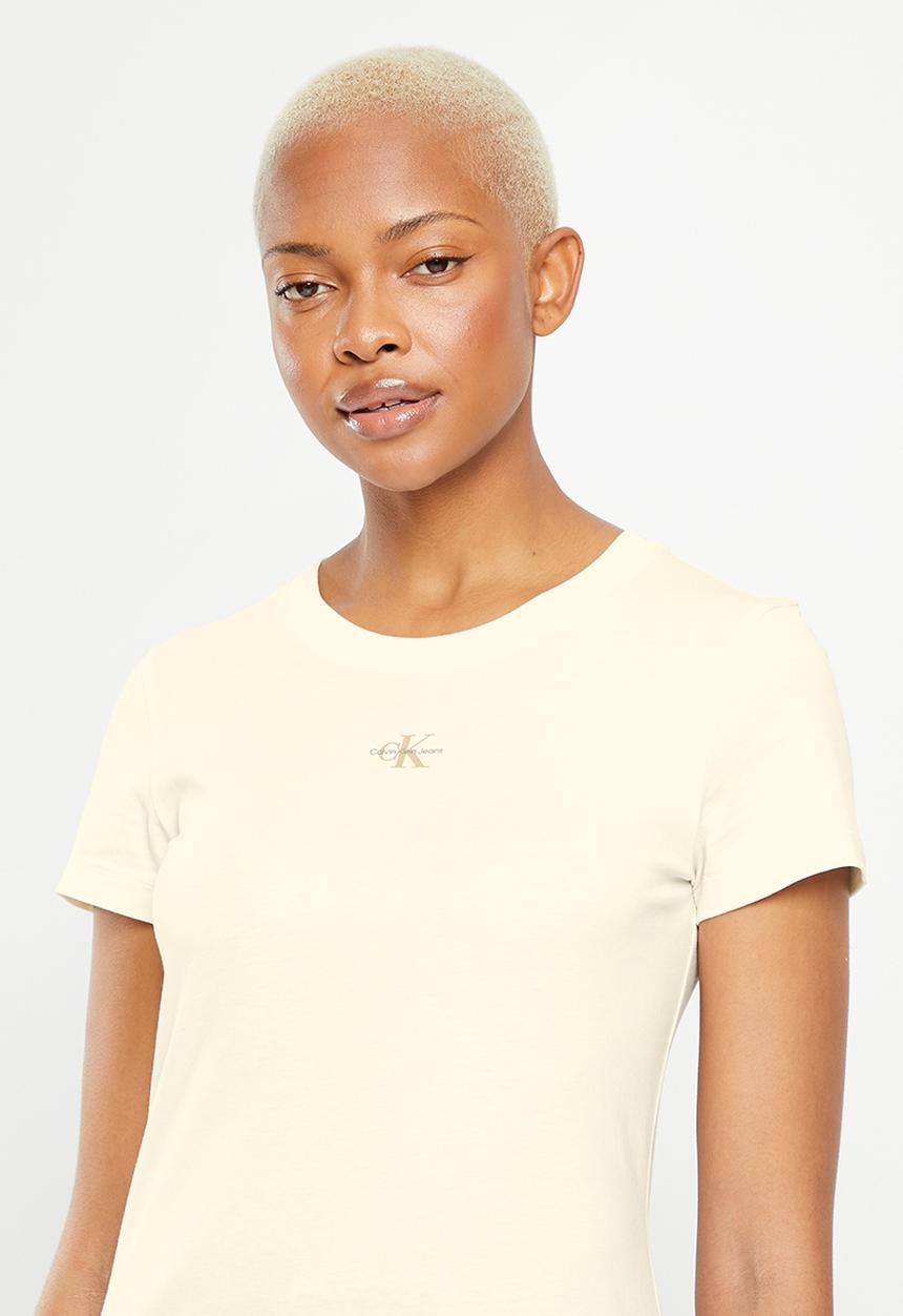 Calvin Klein - Micro monologo slim fit tee - ivory