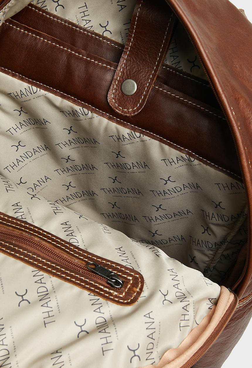 Thandana - Leather Laptop Backpack - Tobac