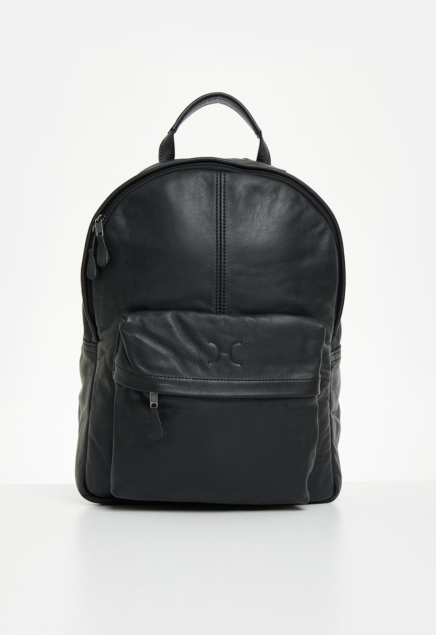 Thandana - Leather Laptop Backpack - Black