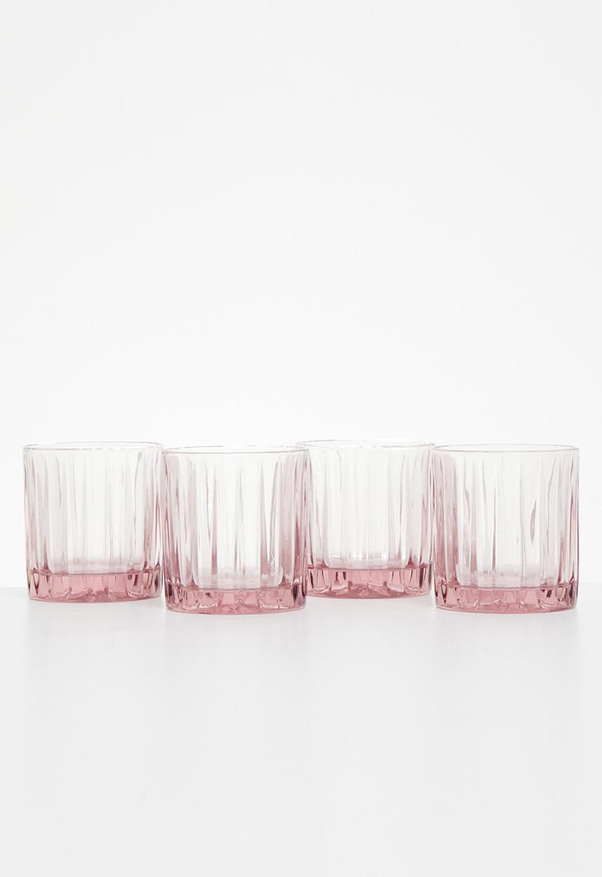 Jenna Clifford - Hand pressed glass set of 4 - pink