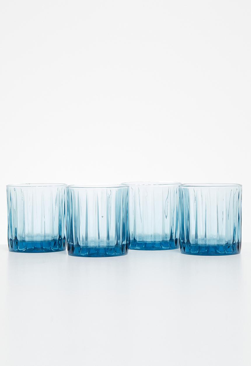 Jenna Clifford - Hand pressed glass set of 4 - blue