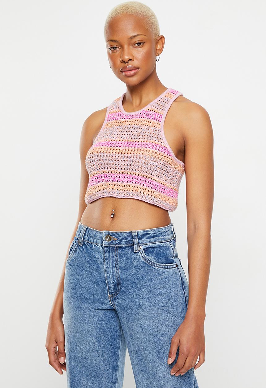 Cotton On - Summer knit crochet tank - gentle lilac twist