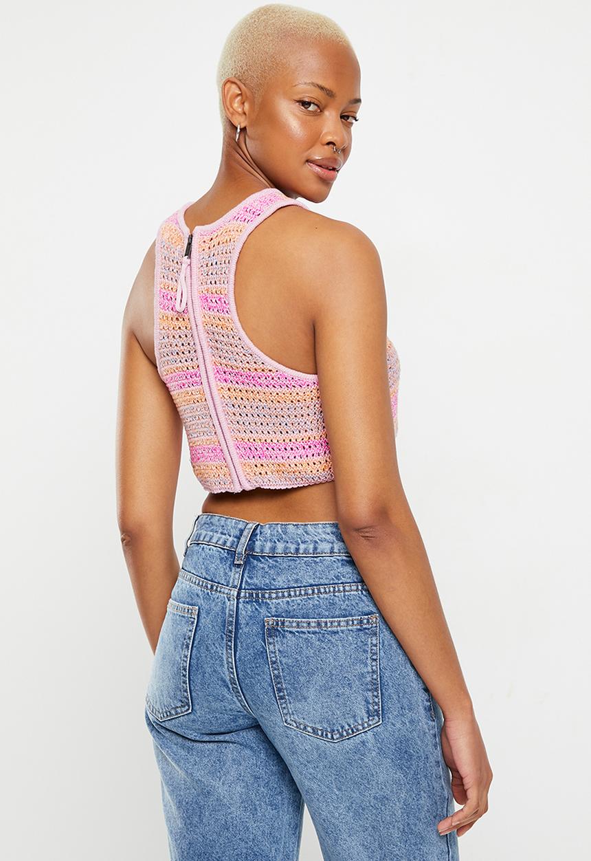 Cotton On - Summer knit crochet tank - gentle lilac twist