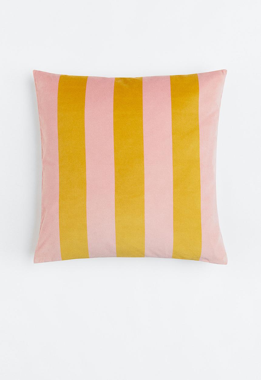 H&M - Velvet cushion cover - old rose & yellow