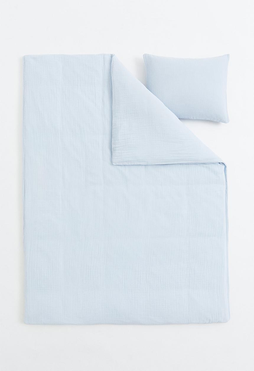 H&M - Muslin single duvet cover set - light blue