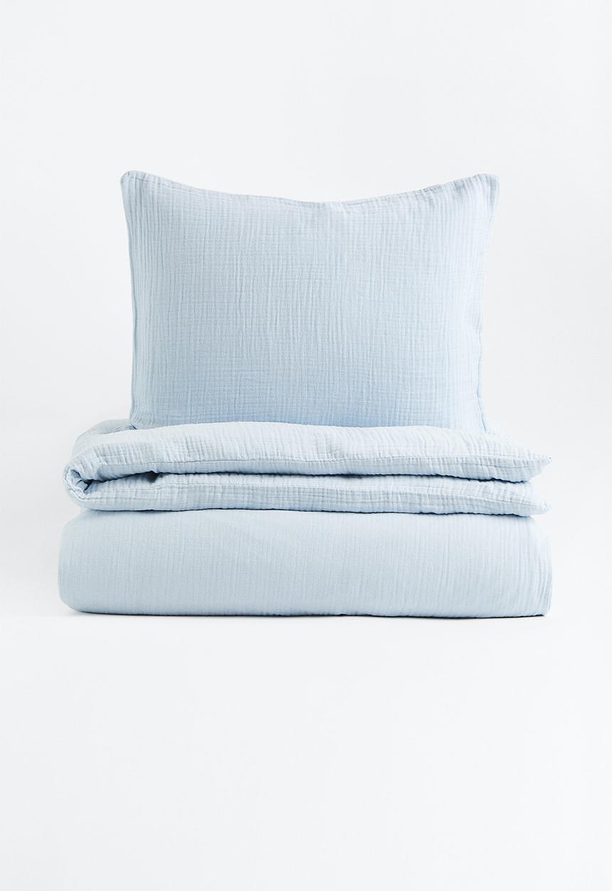 H&M - Muslin single duvet cover set - light blue