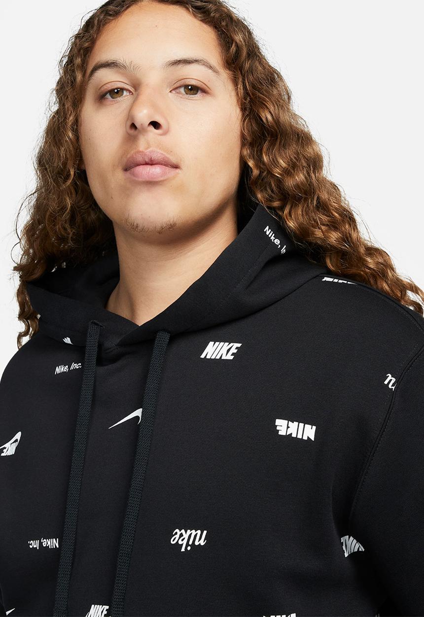 Nike - M nk club+ bb po hoodie aop - black