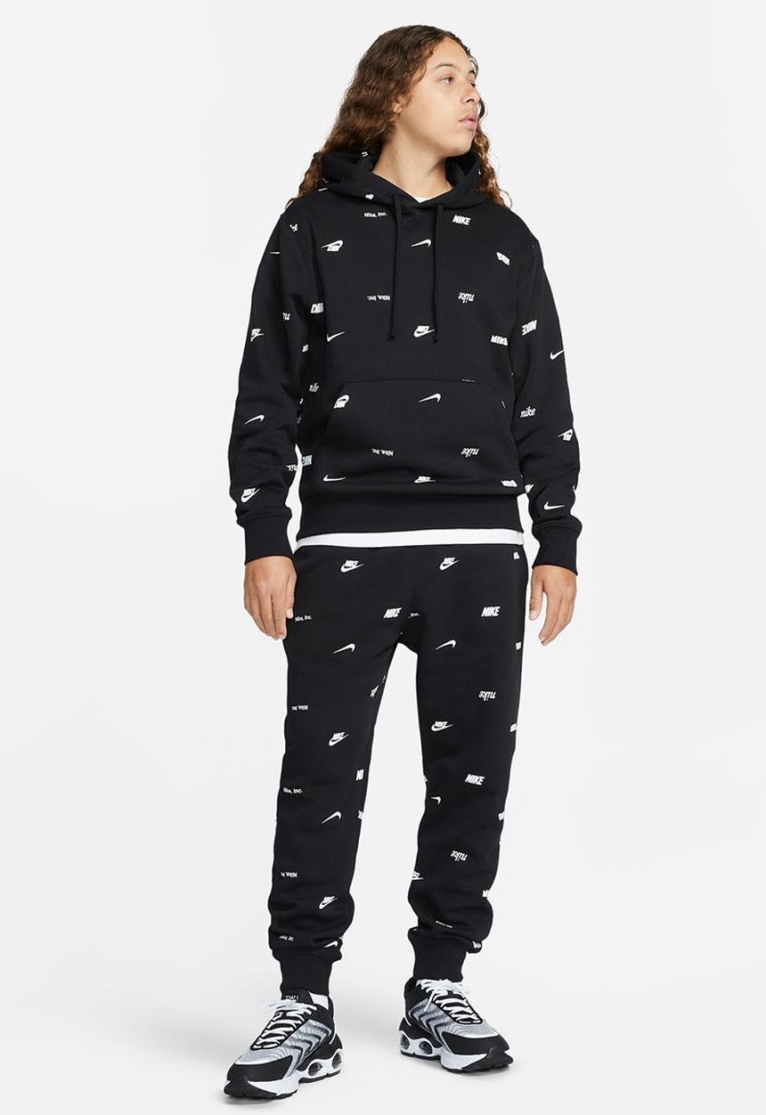 Nike - M nk club+ bb po hoodie aop - black