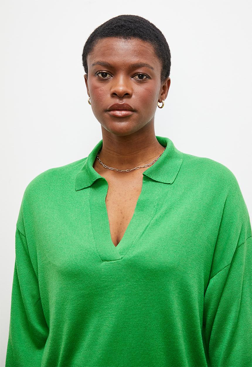 edit - Collared pullover - bright green