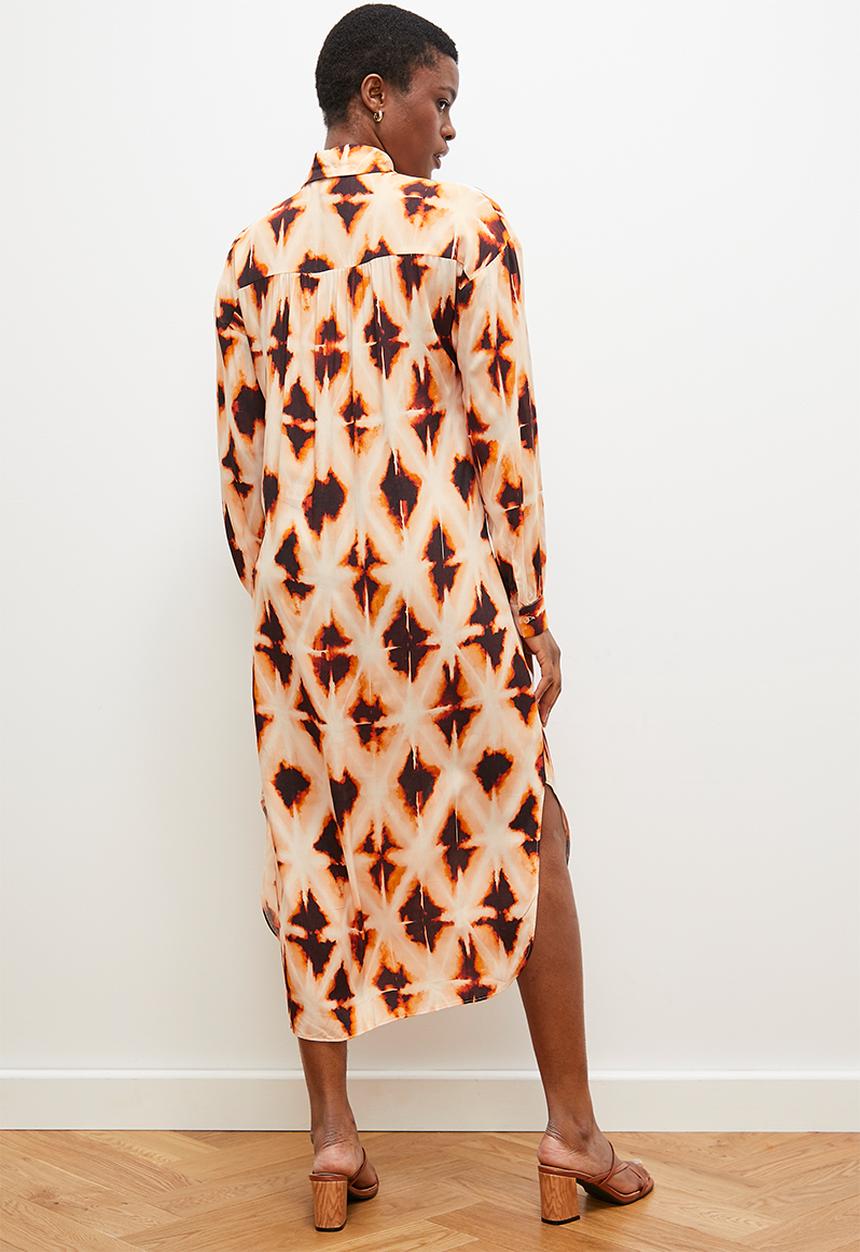 edit - Column collar shirt dress - diamond ikat