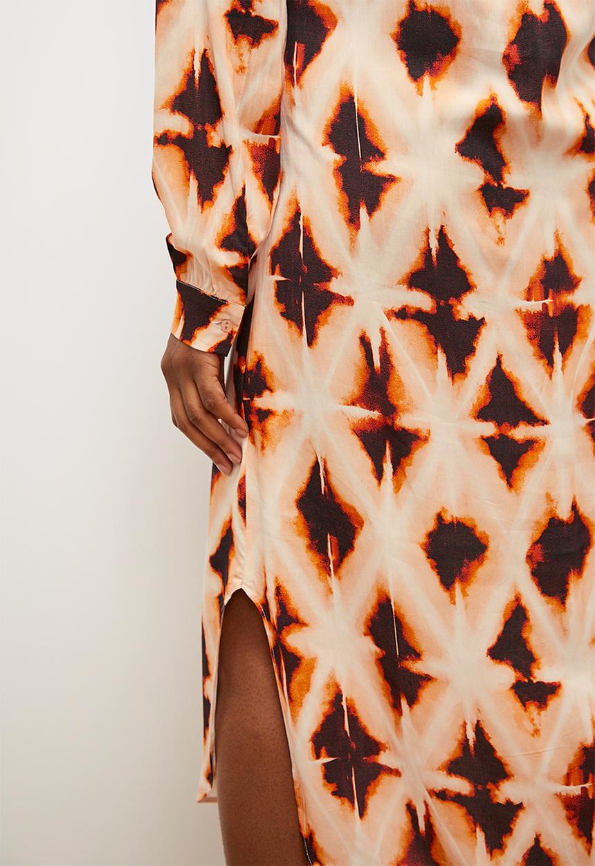 edit - Column collar shirt dress - diamond ikat