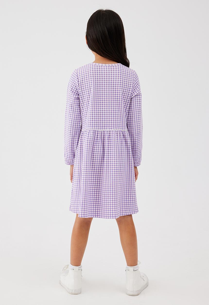 Cotton On - Savannah long sleeve dress - grape soda/gingham rib