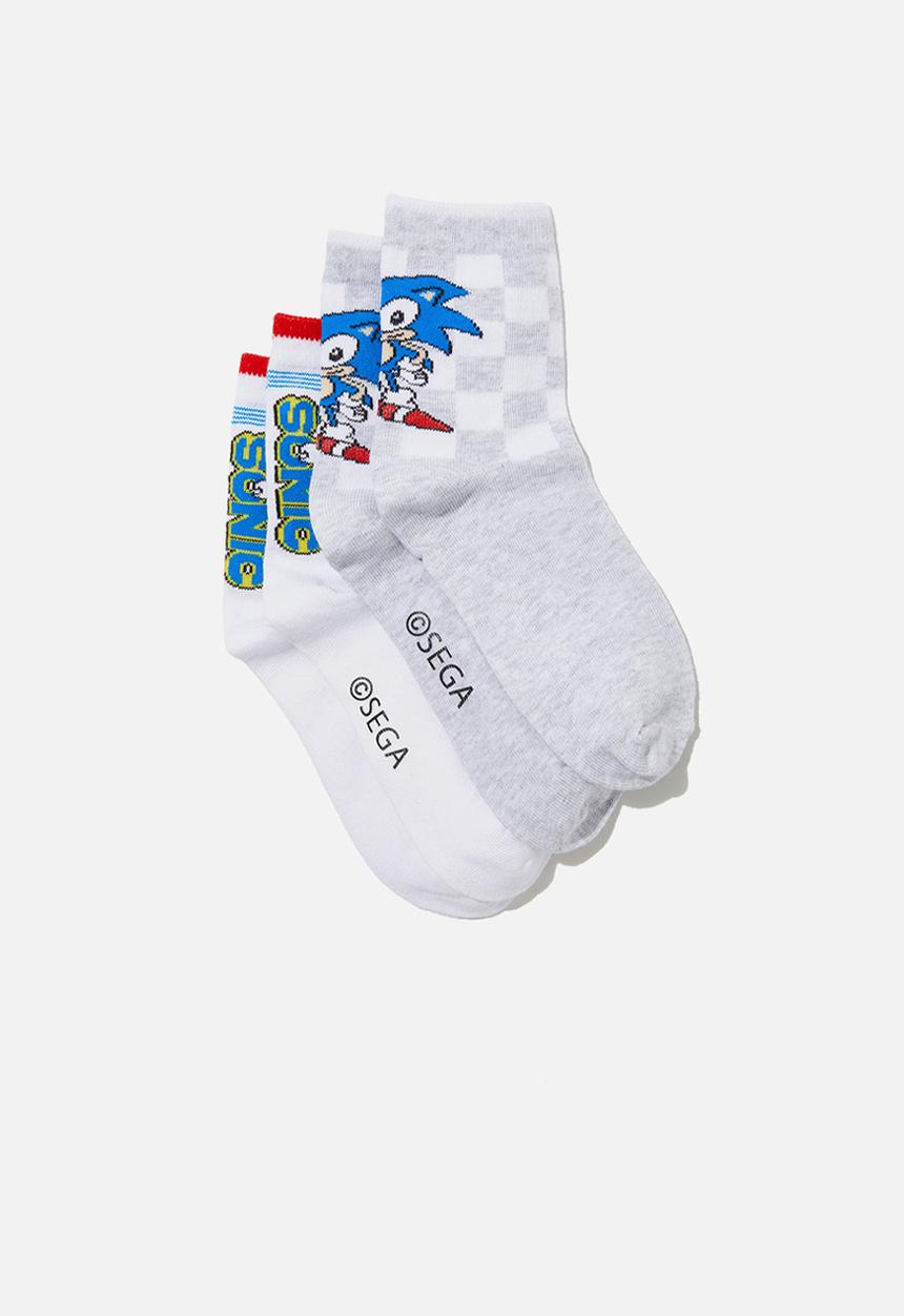 Cotton On - 2pk lcn crew sock - lcn sonic cloud marle/white sonic