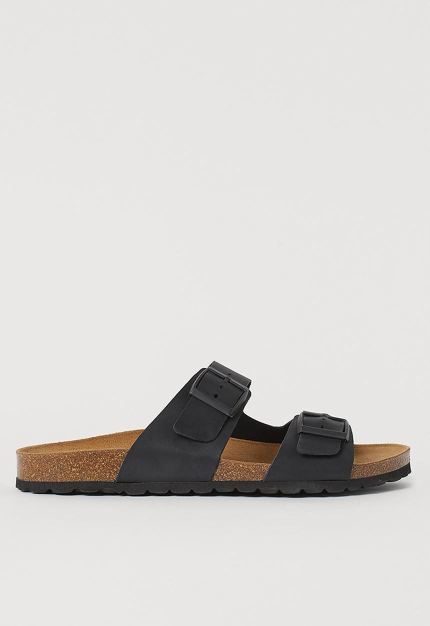 H&M - Leather mules - black