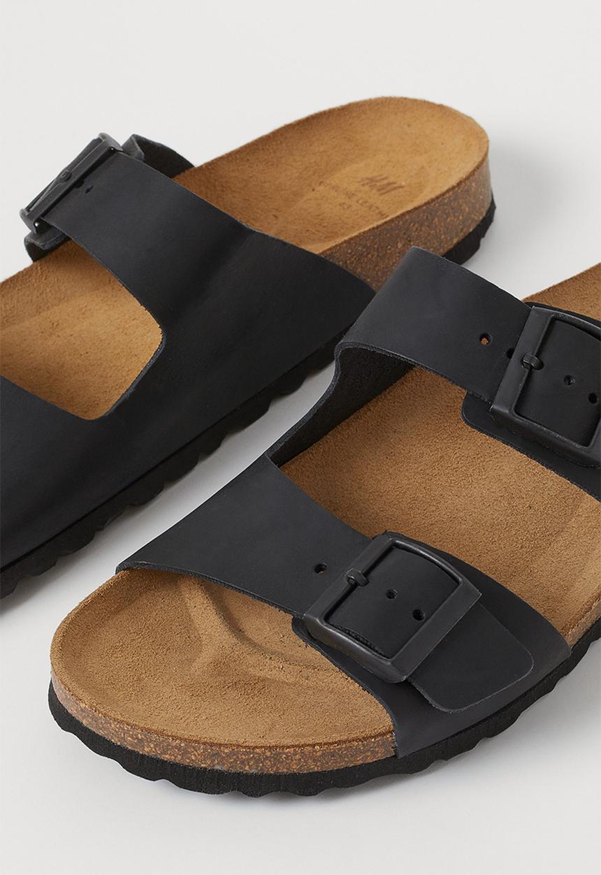 H&M - Leather mules - black
