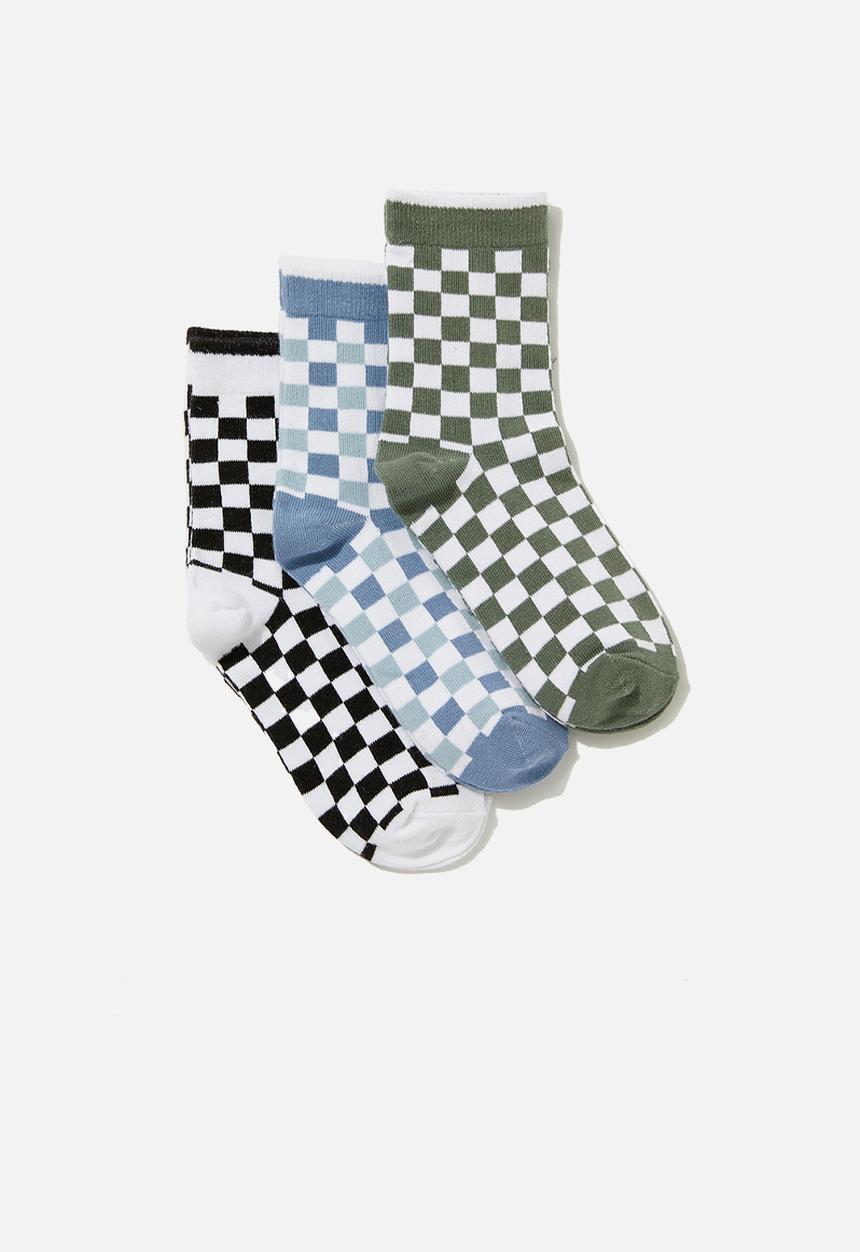 Cotton On - Kids 3 pack mid calf socks - green pear/dusty blue