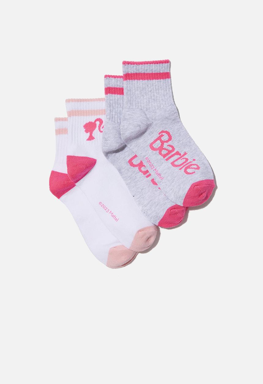 Cotton On - 2 Pack lcn mid crew sock - lcn mat white/cloud marle barbie