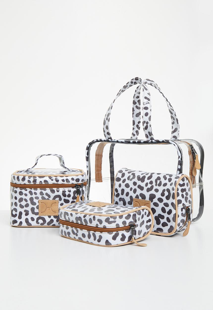 Thandana - Cosmetic Travel Bag Set - Cheetah White