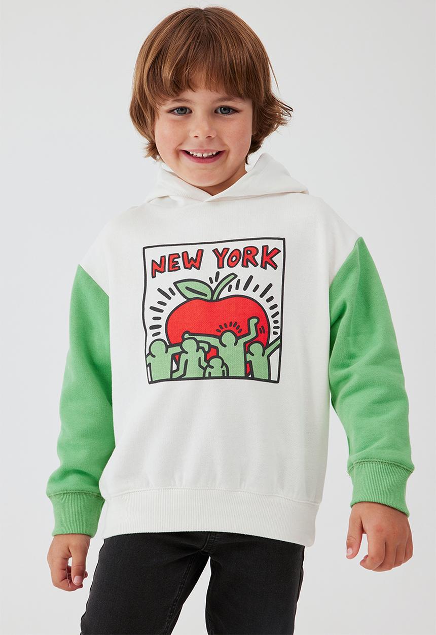 Cotton On - License emerson hoodie - lcn kei vanilla/keith haring new york
