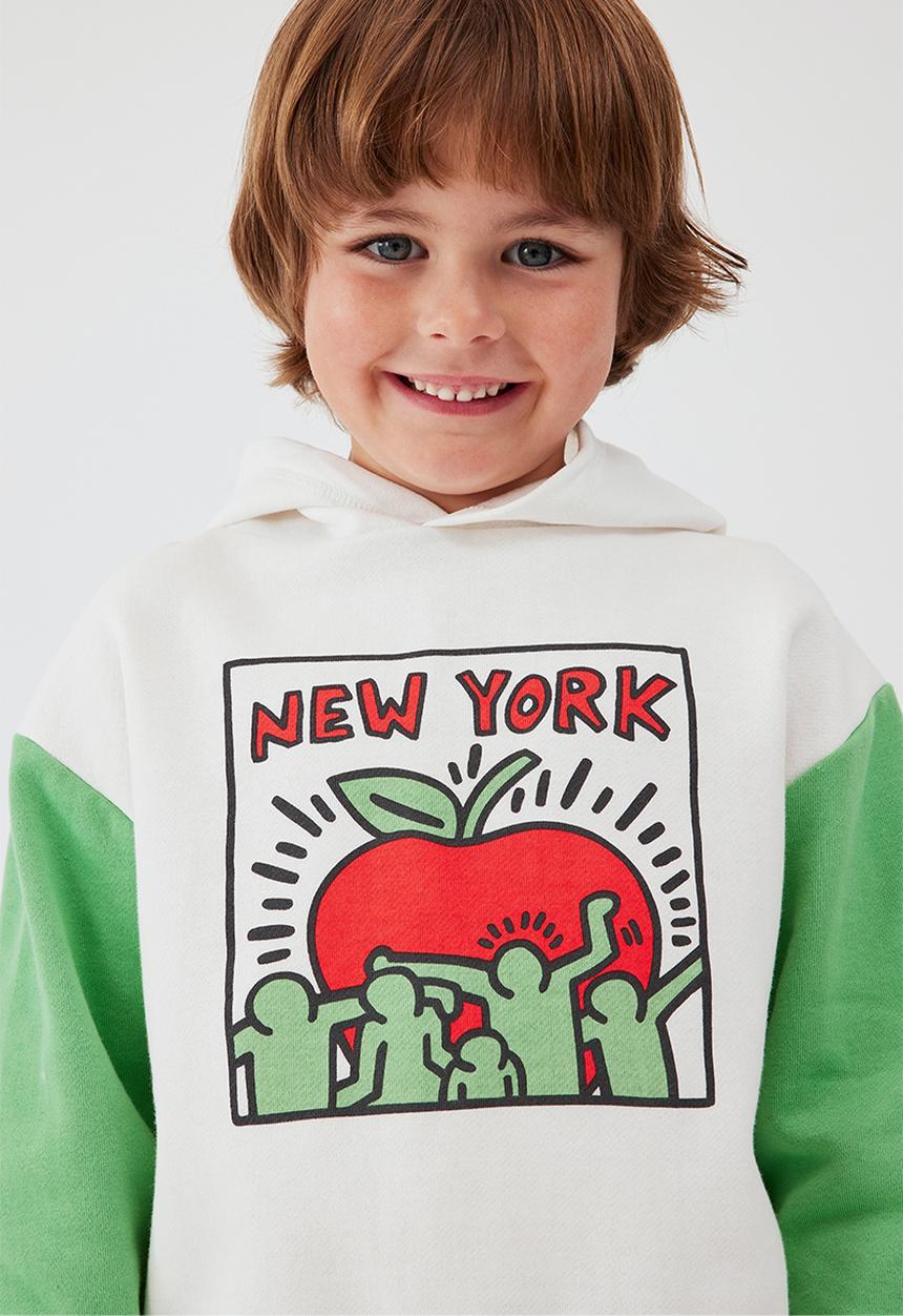 Cotton On - License emerson hoodie - lcn kei vanilla/keith haring new york